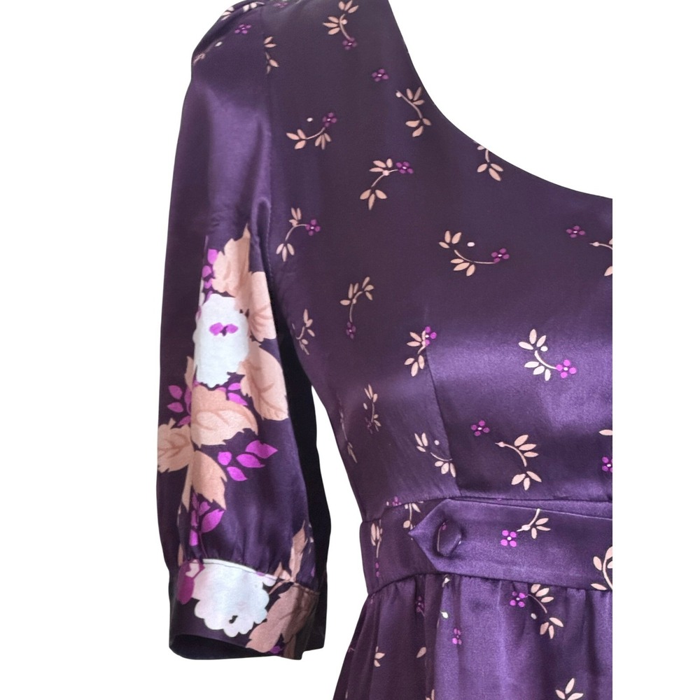 Anthropologie Yumi Kim Womens Silk Floral Satin Peplum Blouse Sz Small Romantic - Picture 3 of 10